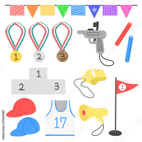 유치원 학교 어린이 가을 운동회 물품 드로잉(kindergarten school children fall sports day items drawing)