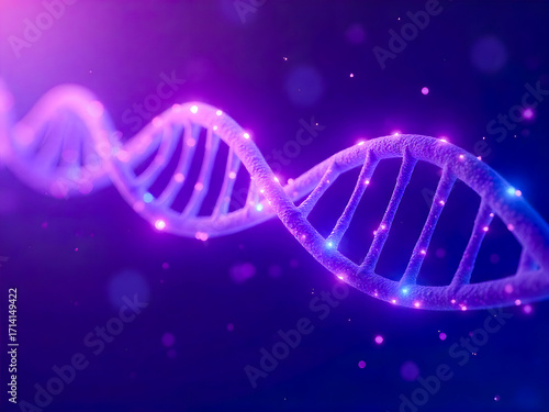 Futuristic DNA Abstract Background with Glowing Helix