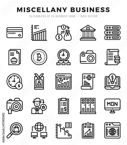 Simple Set of Miscellany Business Related Vector Lineal Icons.
