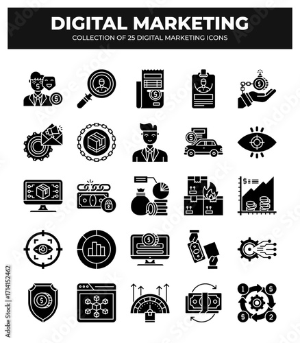 Collection of 25 Digital Marketing Icons: Boost Your Brand
