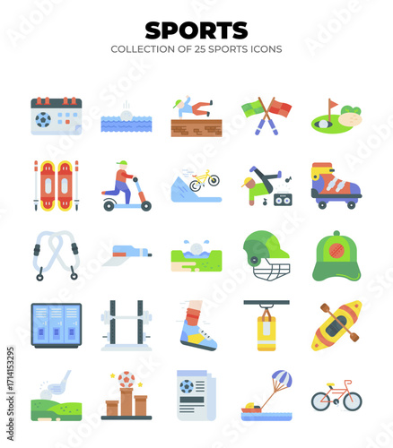 Vibrant Collection of 25 Sports Icons