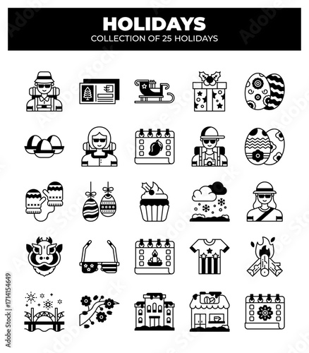 Collection of 25 Holidays. A Visual Guide to Festive Fun