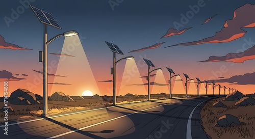 Solar street lights road.
