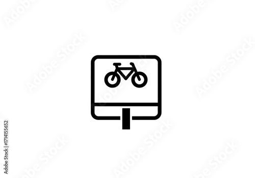 A black  white sign showing a bicycle