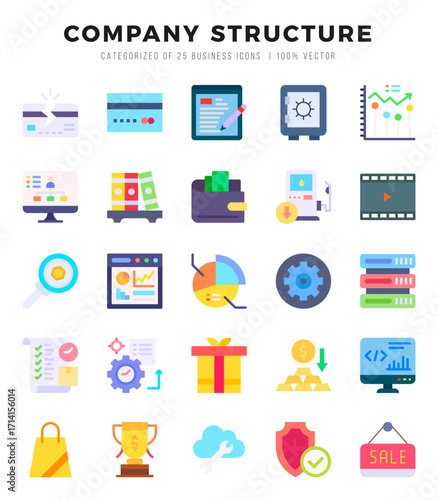 Company Structure Icon Pack 25 Vector Symbols for Web Design.