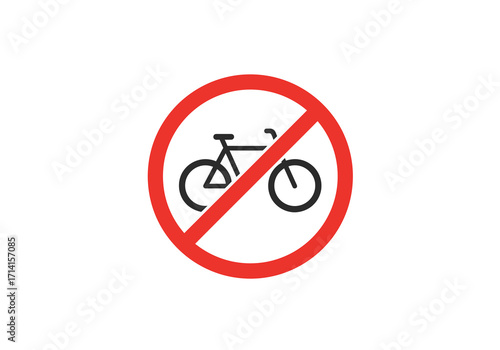 Bicycle crossed out with red circle indicating it is not allowed