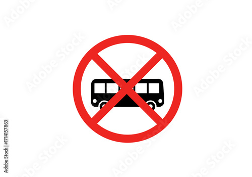 Red prohibition sign with a black bus inside indicating no buses allowed