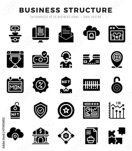 Business Structure Glyph icons. Vector Glyph illustration.