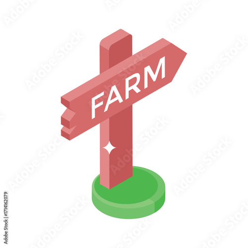 Ready to use isometric style icon of farm info board