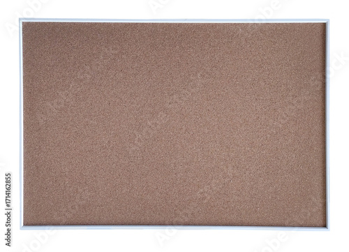 Blank cork board isolated on white background. Empty bulletin board mockup with clean frame, perfect for design presentation, message board template, advertising, announcement display, office, school,