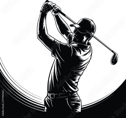 Dynamic Golfer Silhouette Vector Illustration Showcasing Athleticism and Precision in Sport Design