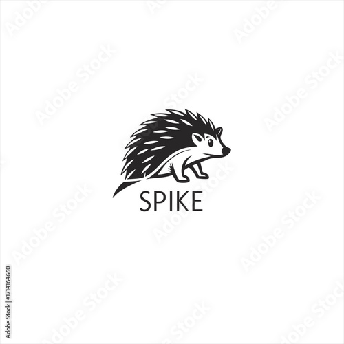 Cute hedgehog character logo with the word spike