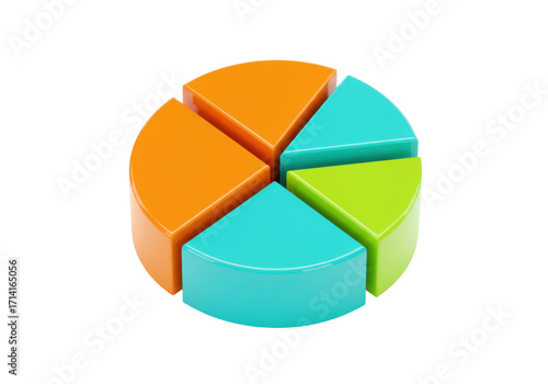 Cuadro en lienzo Isolated 3D pie chart with colorful segments represents financial analysis data