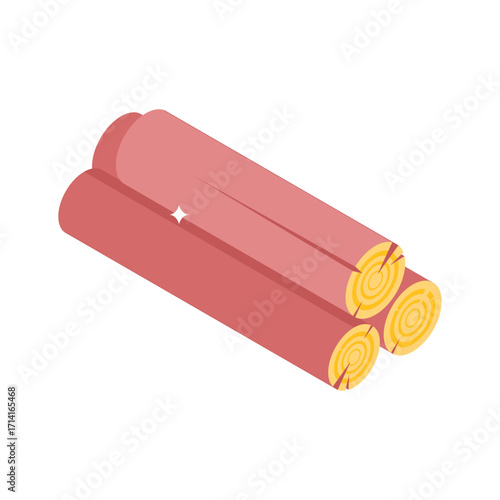 Modern isometric style icon of stacked wood logs