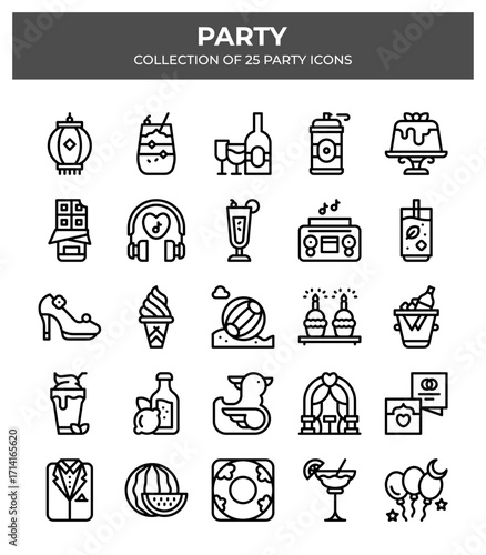 Party Icons Collection. 25 Festive Celebration Symbols