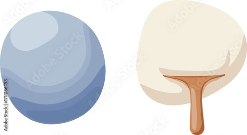 Table tennis illustration, ping pong paddle design, sports racket vector, blue ball icon, equipment drawing, game accessory element, competition