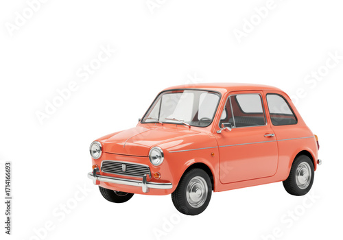 Canvas Print Isolated classic orange subcompact car in studio shot for advertisement and comm