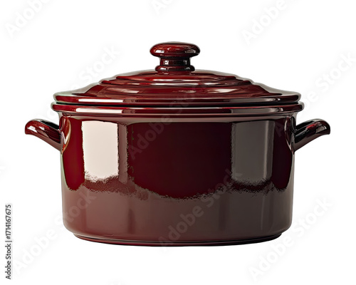 Deep burgundy pot with lid