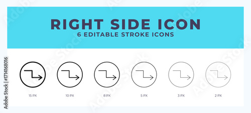 Right side lineal icon symbol vector. Black outline for web. App. Presentation and more.