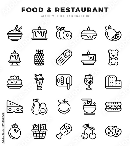 Food and Restaurant icons set. Collection of simple Lineal web icons.
