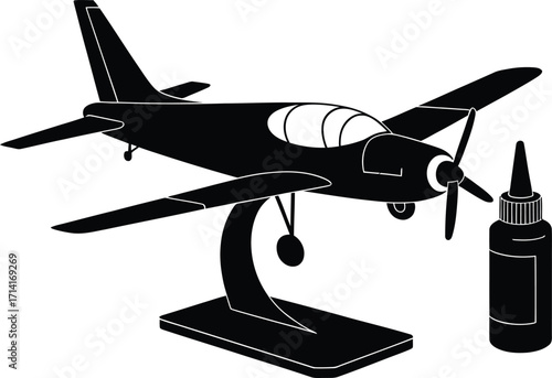 Model Airplane Silhouette Vector Illustration for Hobbyists and Aviation Enthusiasts Projects