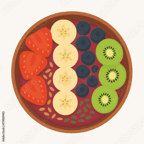 cute vector of smoothie bowl delight with strawberry blueberry kiwi banana cereal