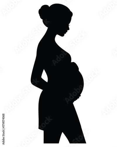 Silhouette of a pregnant woman, symbolizing new life and anticipation of motherhood, a beautiful portrayal of pregnancy