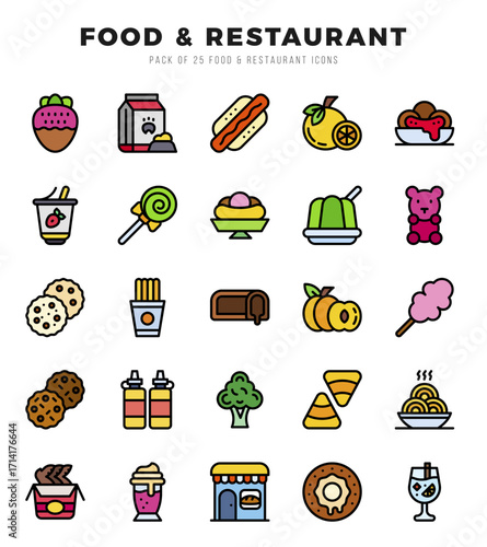 Set of Food and Restaurant icons. Vector Illustration.