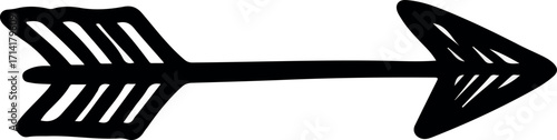Black Hand Drawn Arrow Illustration Direction Symbol Isolated On White Background