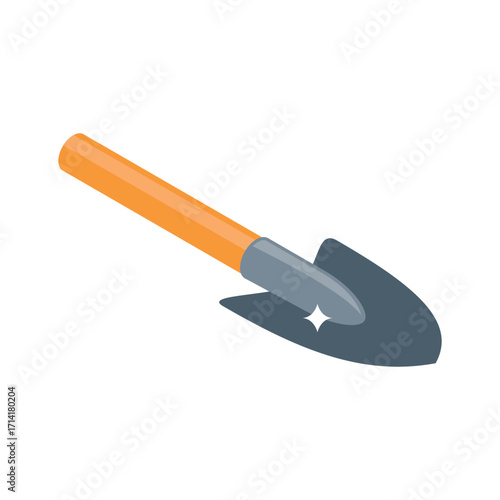 Handy isometric style icon of digging metal shovel