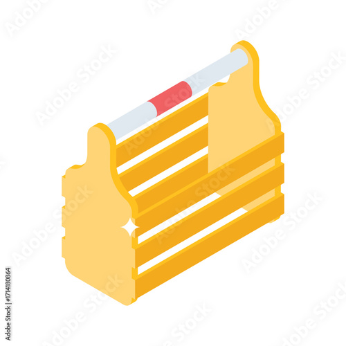 A modern isometric style icon of stacked wooden box