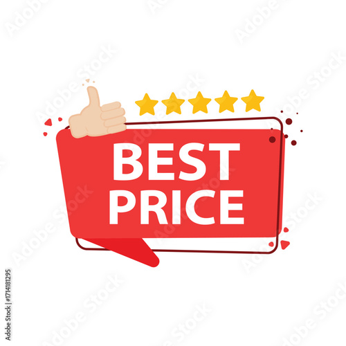 Best Price Label with Thumbs Up and Stars 1.