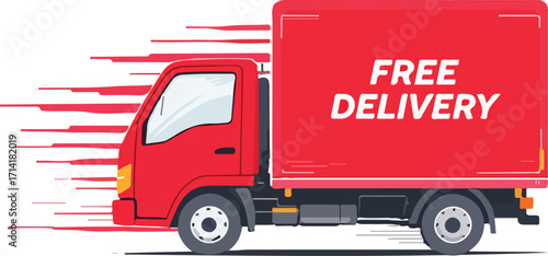 red truck on a white background