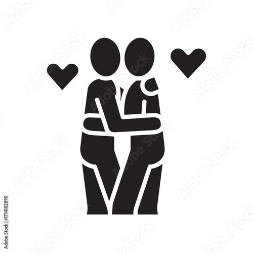 couple hugs flat color icon.