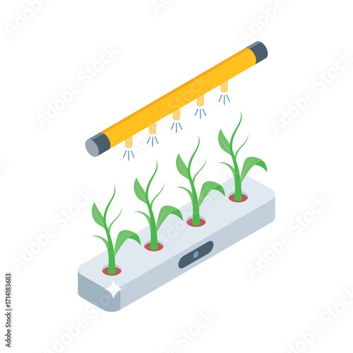 Ready to use isometric style icon of plant irrigation system