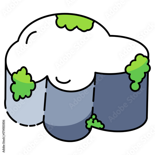 A rugged cliff face covered in moss, ideal for landscape, nature, or adventure visuals.