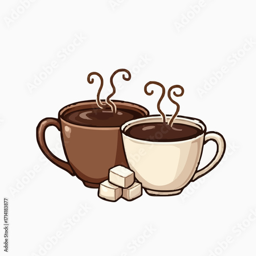 Comforting hot drinks with sugar pieces