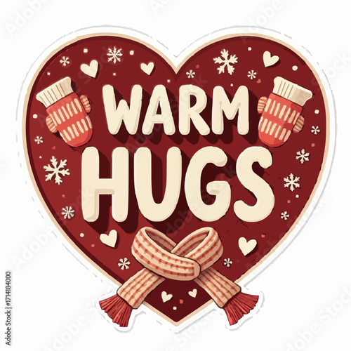 Cozy Winter Heart with Warm Hugs Message