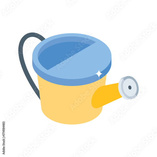 Premium isometric style icon of filled watering can