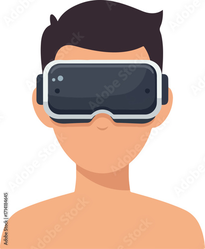 Illustration Of A Person Wearing Virtual Reality Headset On White Background