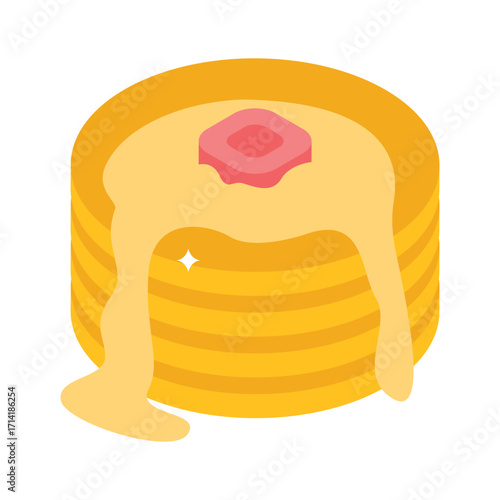 Handy isometric style icon of stacked pancakes tower