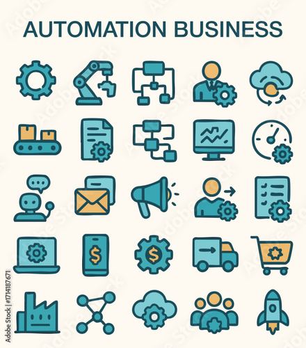 Business Automation and Technology Icons
