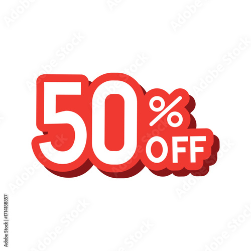 Fifty Percent Off Sale Discount Promotion Sticker.