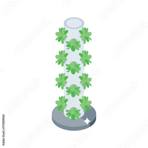 Premium isometric style icon of vertical aeroponics frame