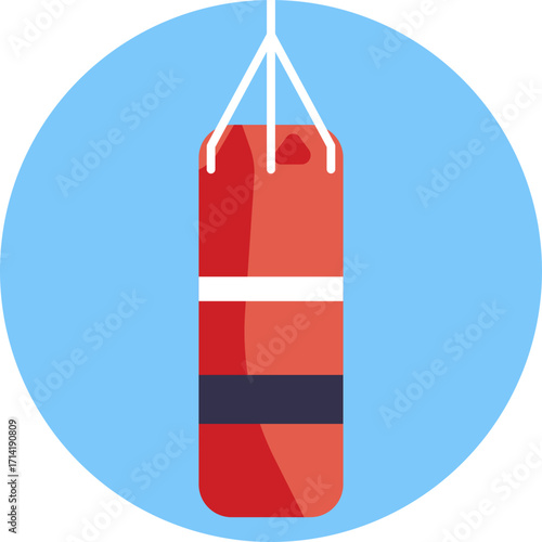 A hanging bag used for practicing punches and kicks.