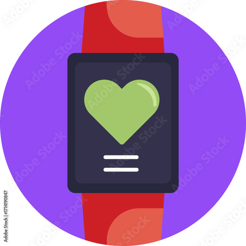 Symbol of a digital fitness device measuring heart rate for exercise monitoring.