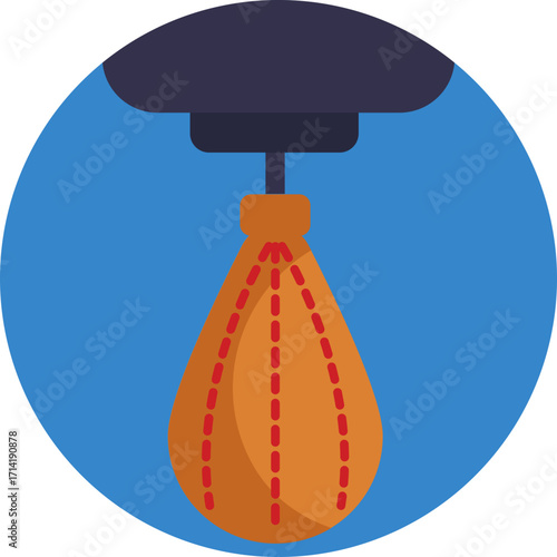 A suspended bag used for boxing and strength training exercises.