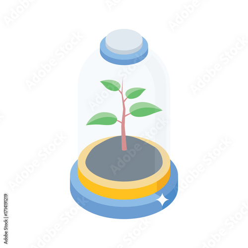Trendy isometric style icon of enclosed plant dome