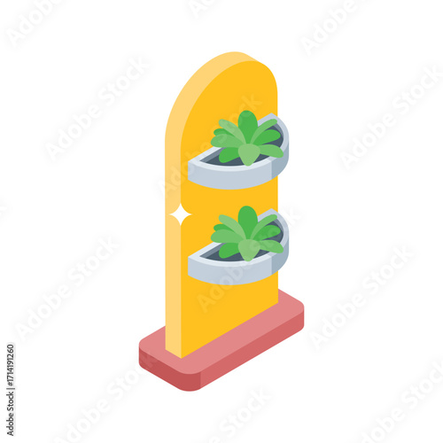 Handy isometric style icon of mounted wall hydroponics