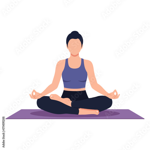 Flat vector illustration of lotus yoga pose